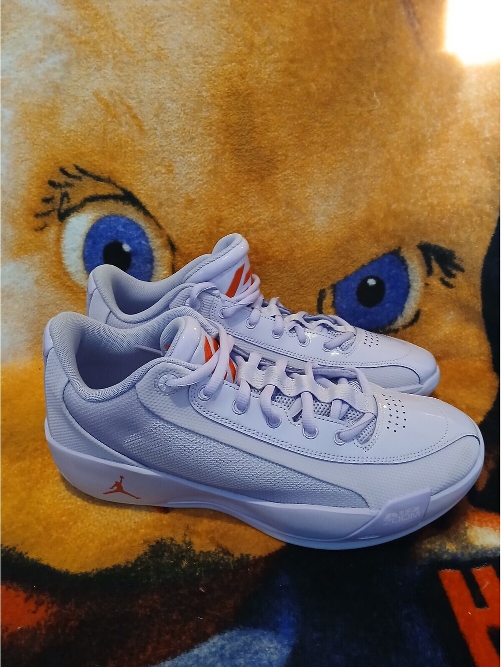 Jordan Air Zoom Basketball Shoes Size 12 White with Orange Accents